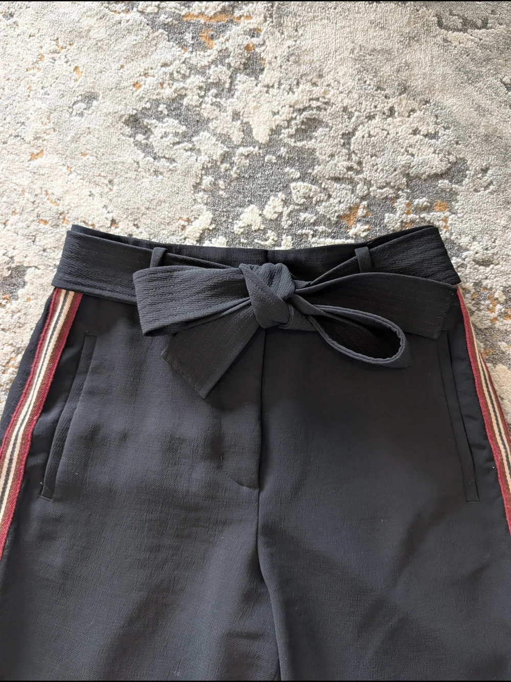 Wilfred Effortless Tie Pant with Burgundy & Cream Side Stripes - Picture 3 of 4